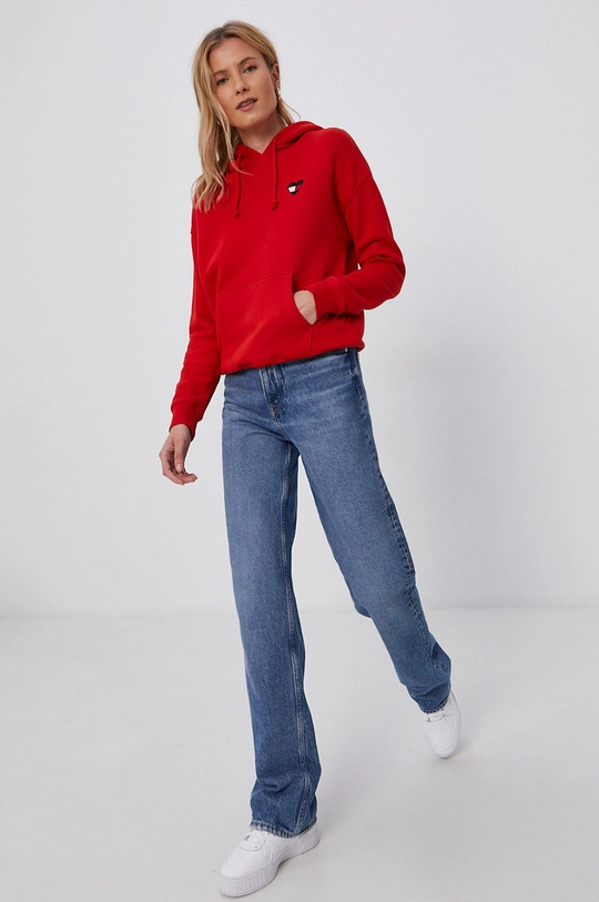 Tommy Jeans Bluza bawełniana DW0DW10395.4890 czerwony