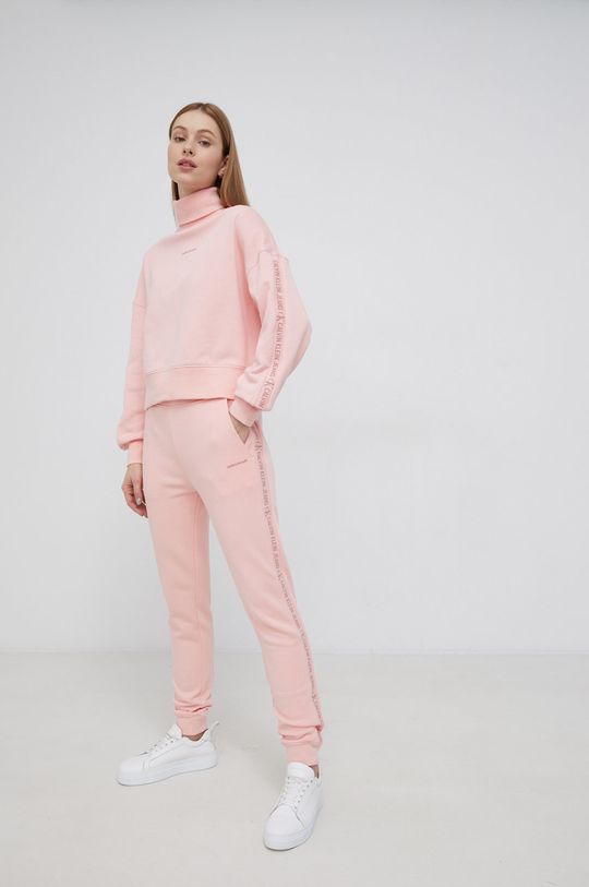 różowy Calvin Klein Jeans Bluza bawełniana Damski