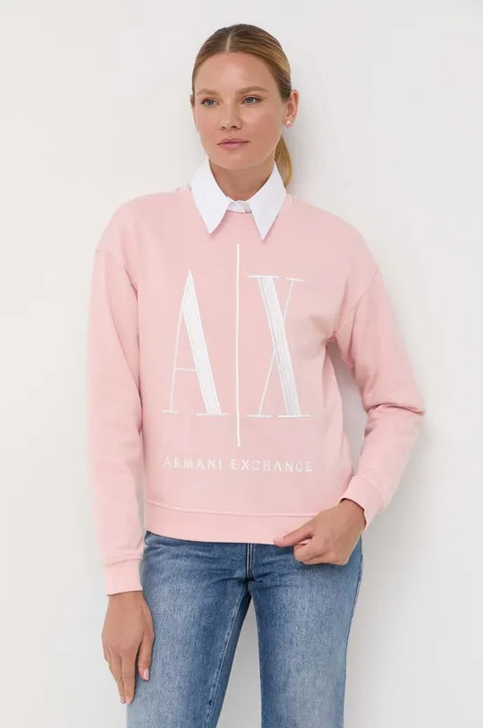 różowy Armani Exchange bluza bawełniana