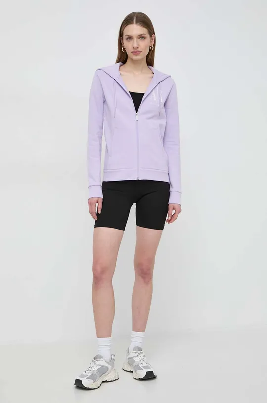 Bombažen pulover Armani Exchange vijolična