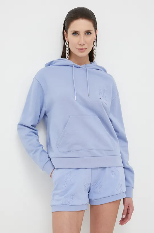 modra Bombažen pulover Armani Exchange Ženski
