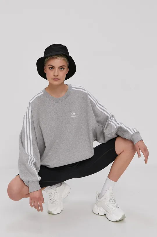 siva Bombažen pulover adidas Originals Ženski