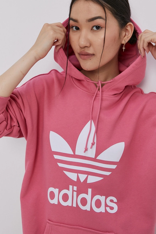 roza adidas Originals bombažni pulover