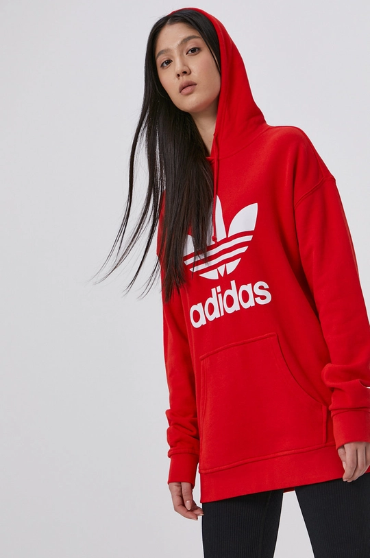 crvena Pamučna dukserica adidas Originals Ženski