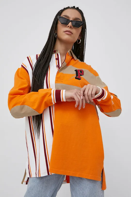 πορτοκαλί Βαμβακερή μπλούζα με μακριά μανίκια Puma Title Nine Γυναικεία