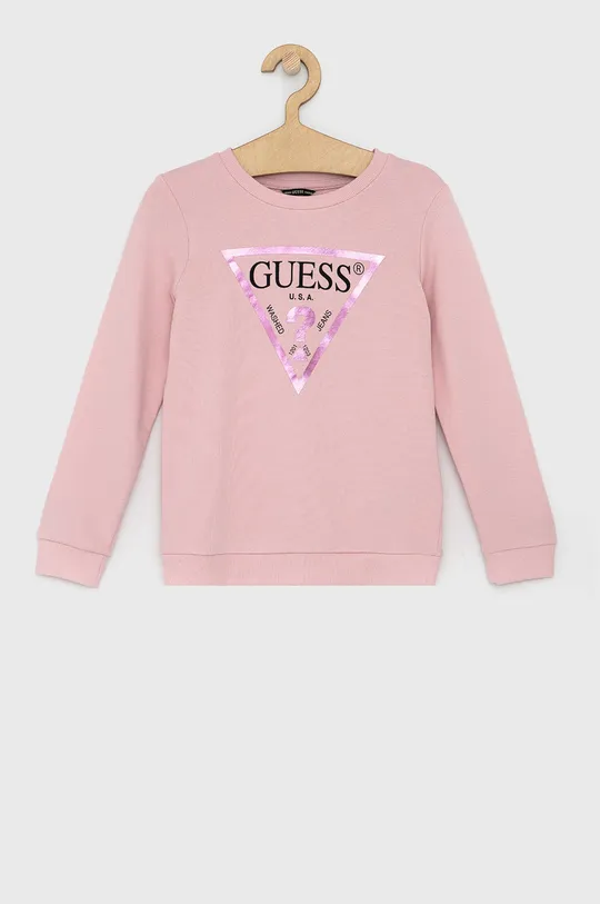 różowy Guess Bluza bawełniana dziecięca Dziewczęcy
