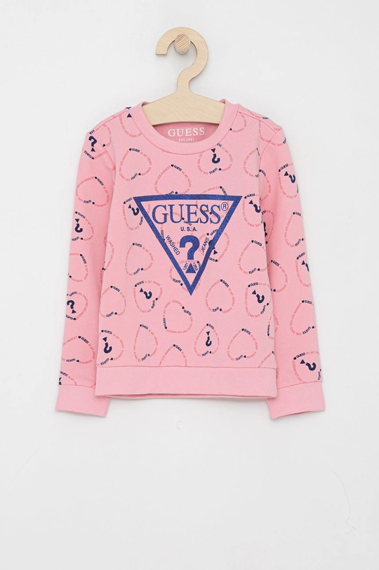 różowy Guess Bluza dziecięca Dziewczęcy