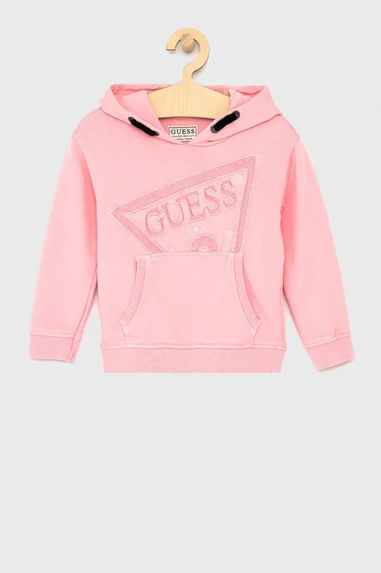 różowy Guess Bluza bawełniana dziecięca Dziewczęcy