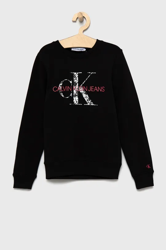 czarny Calvin Klein Jeans Bluza bawełniana dziecięca IG0IG01113.4890 Dziewczęcy