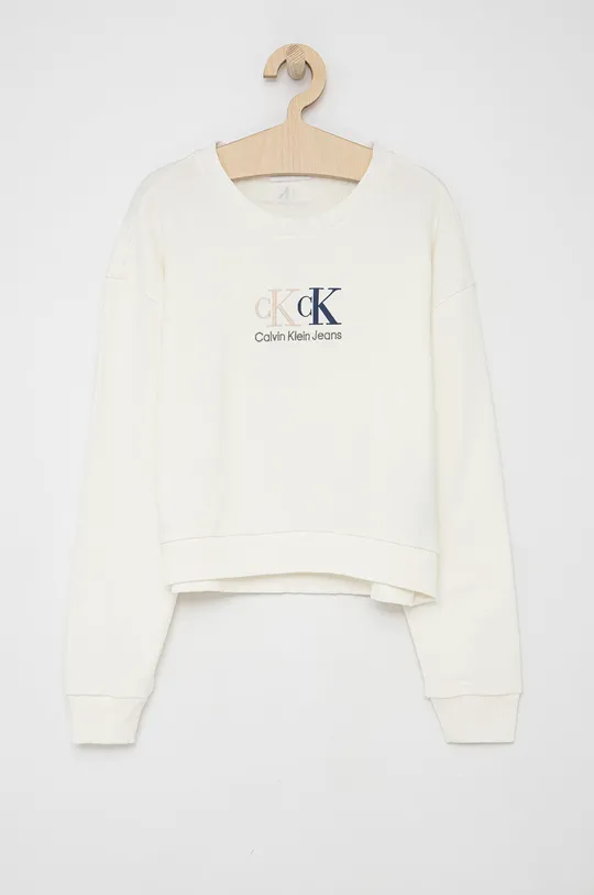 бежевий Дитяча бавовняна кофта Calvin Klein Jeans Для дівчаток