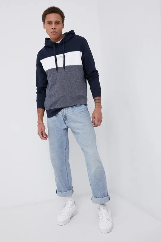 granatowy Jack & Jones Bluza Męski