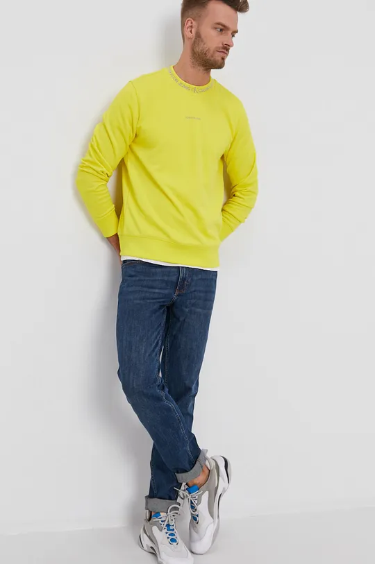 żółty Calvin Klein Jeans Bluza bawełniana J30J317059.4890 Męski