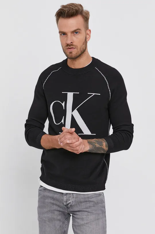 czarny Calvin Klein Jeans Sweter J30J318187.4890 Męski