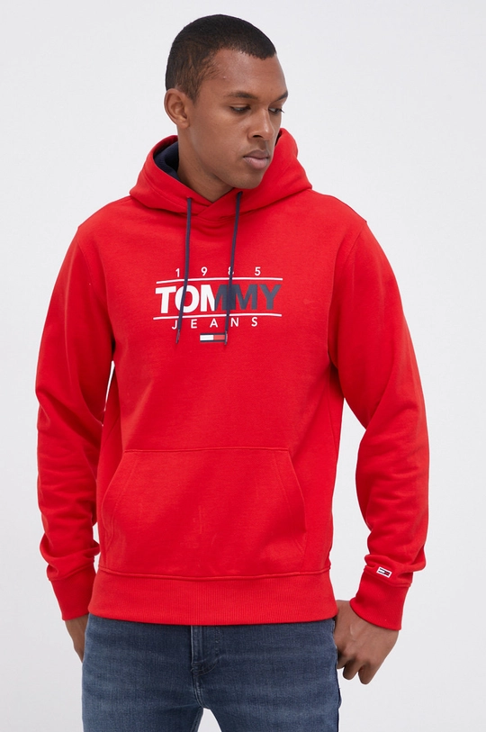 Pamučna dukserica Tommy Jeans crvena