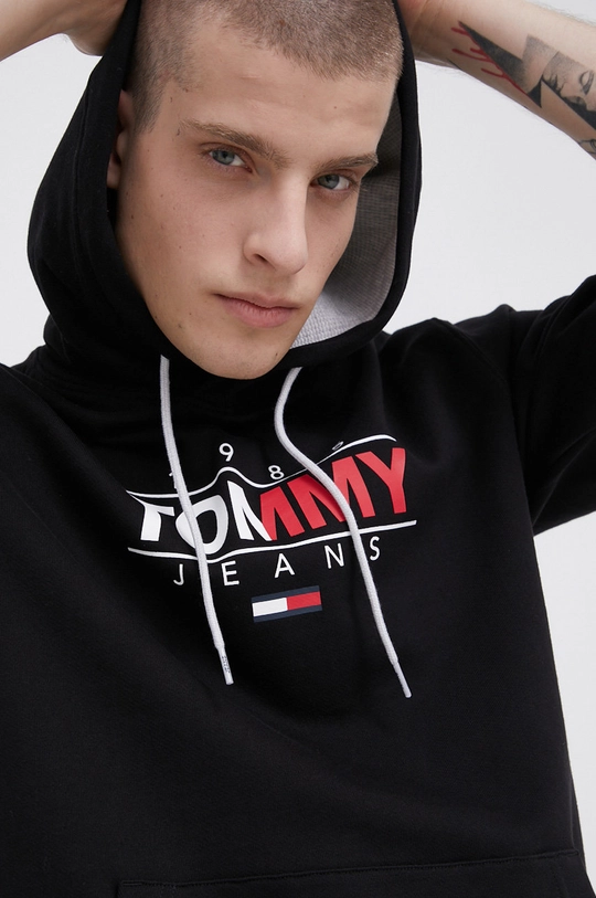 crna Pamučna dukserica Tommy Jeans