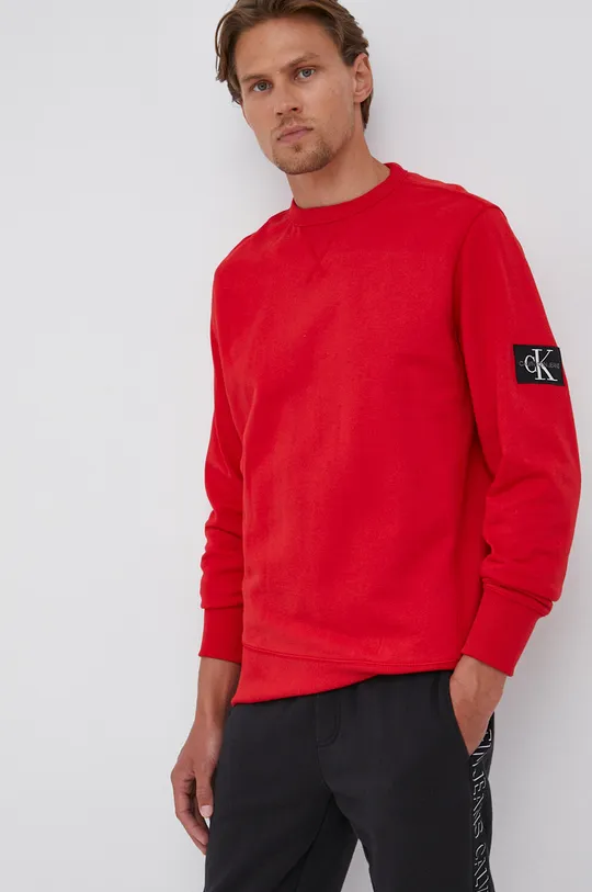 czerwony Calvin Klein Jeans Bluza bawełniana J30J314035.4890 Męski