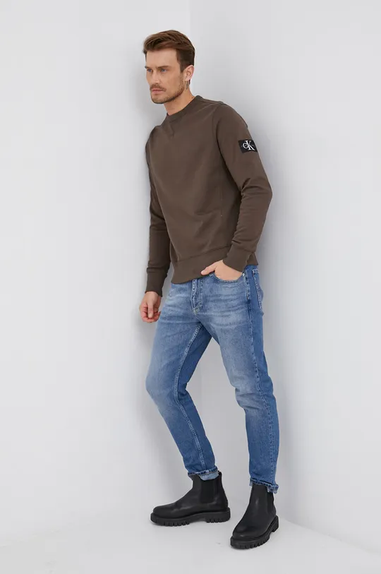 Calvin Klein Jeans Bluza bawełniana J30J314035.4890 zielony
