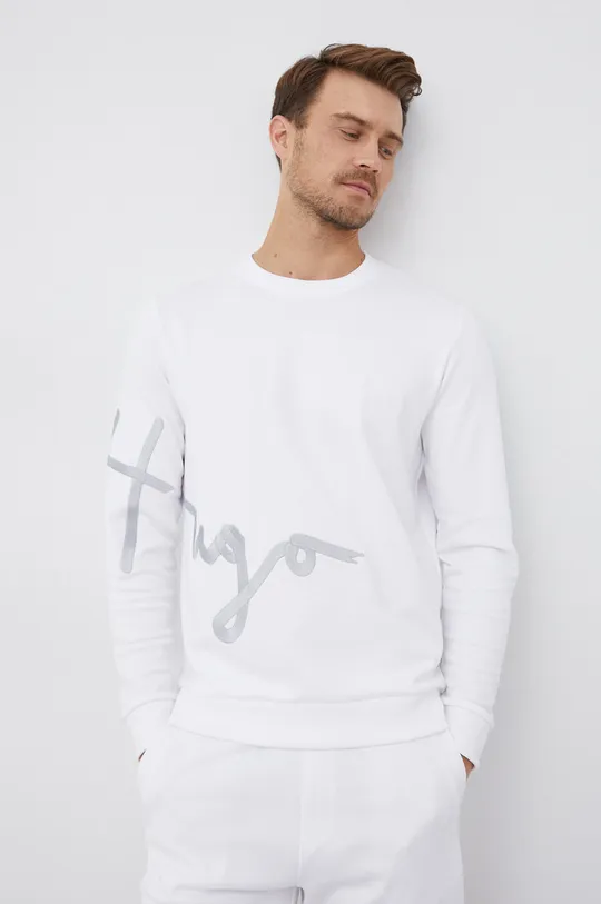 λευκό Βαμβακερή μπλούζα Hugo Ανδρικά