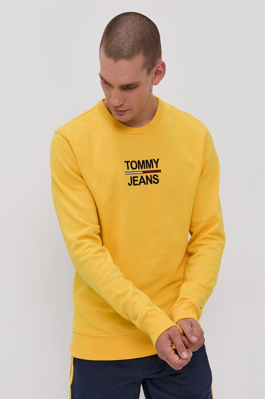 žltá Bavlnená mikina Tommy Jeans Pánsky