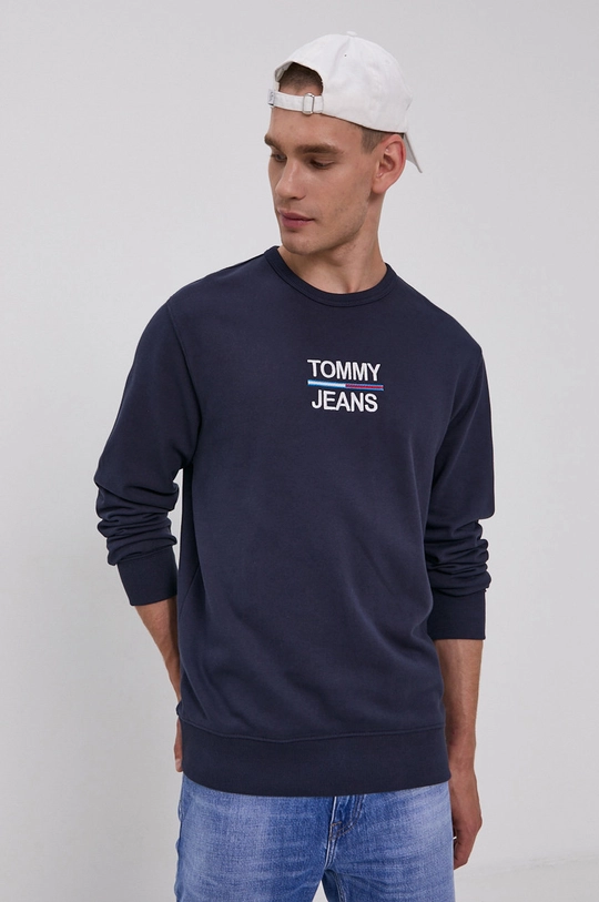 tmavomodrá Bavlnená mikina Tommy Jeans Pánsky