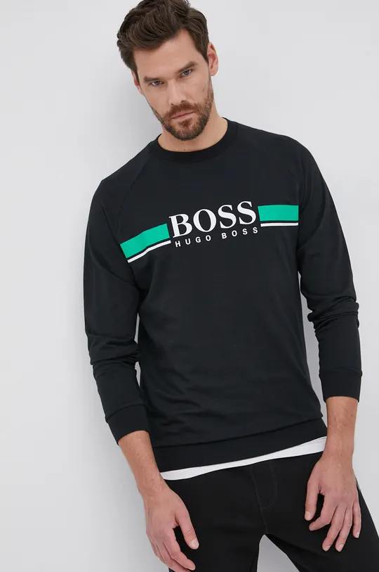 czarny Boss Bluza bawełniana 50460286 Męski
