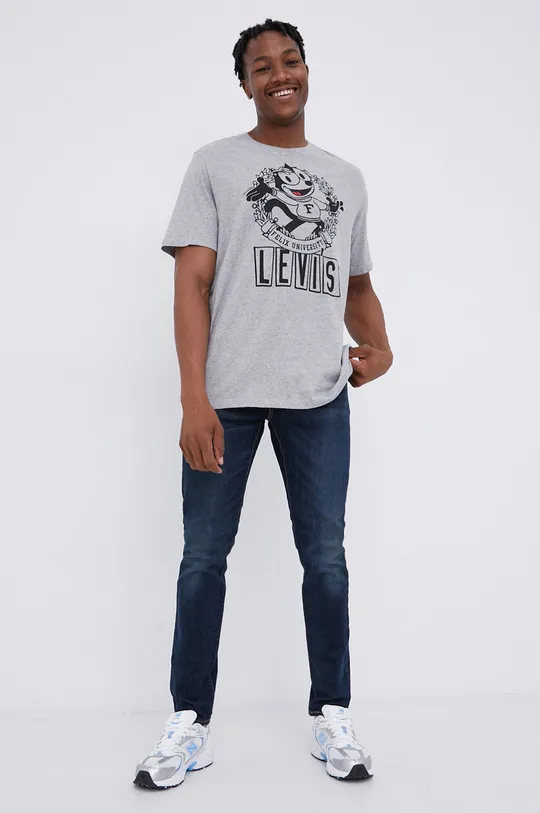 Bavlnené tričko Levi's sivá