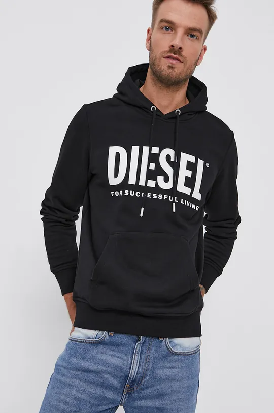 czarny Diesel Bluza bawełniana Męski