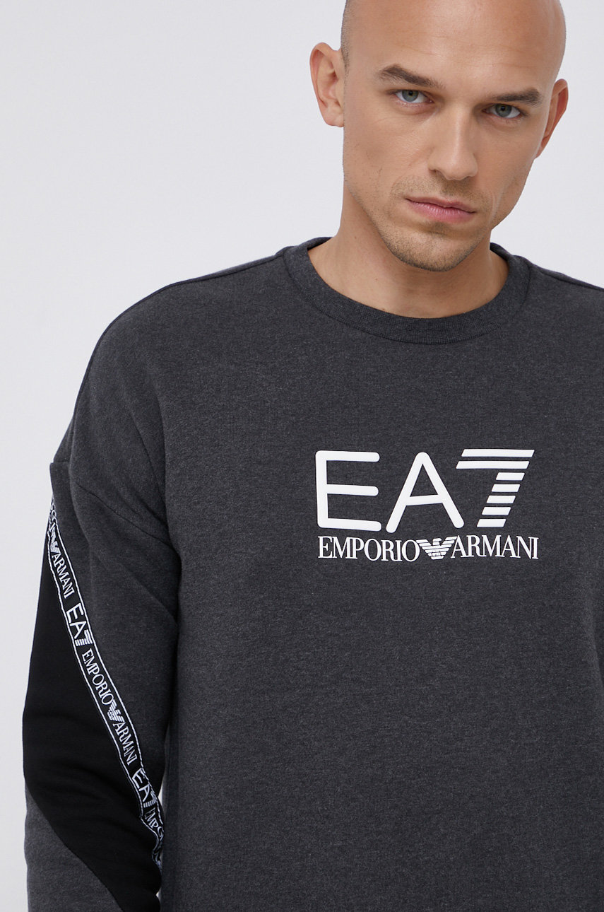 Кофта EA7 Emporio Armani чоловіча колір сірий з принтом | ANSWEAR.ua