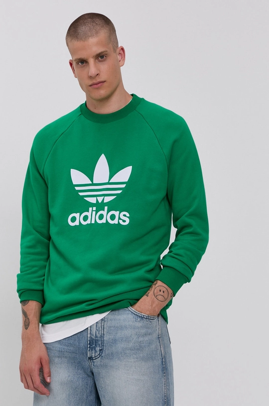 zelená Bavlnená mikina adidas Originals H06653 Pánsky