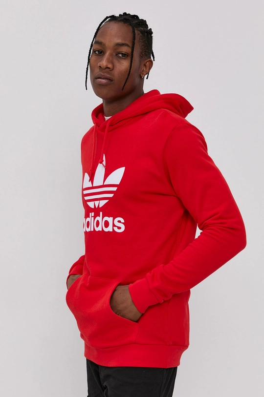 crvena Pamučna dukserica adidas Originals Muški