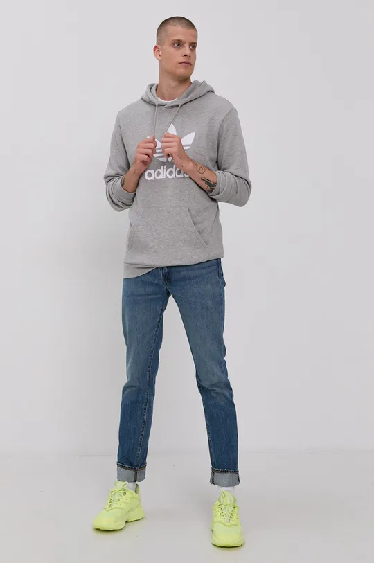 adidas Originals bombažni pulover siva
