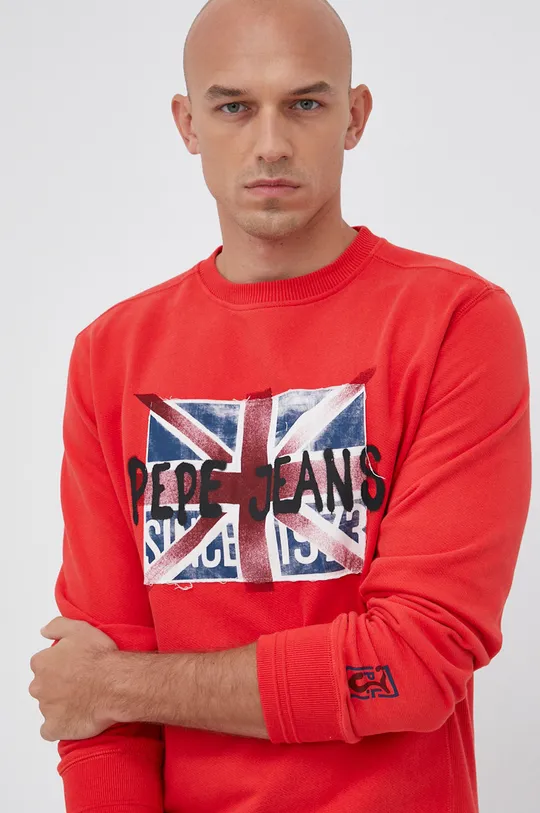 czerwony Pepe Jeans Bluza bawełniana Męski