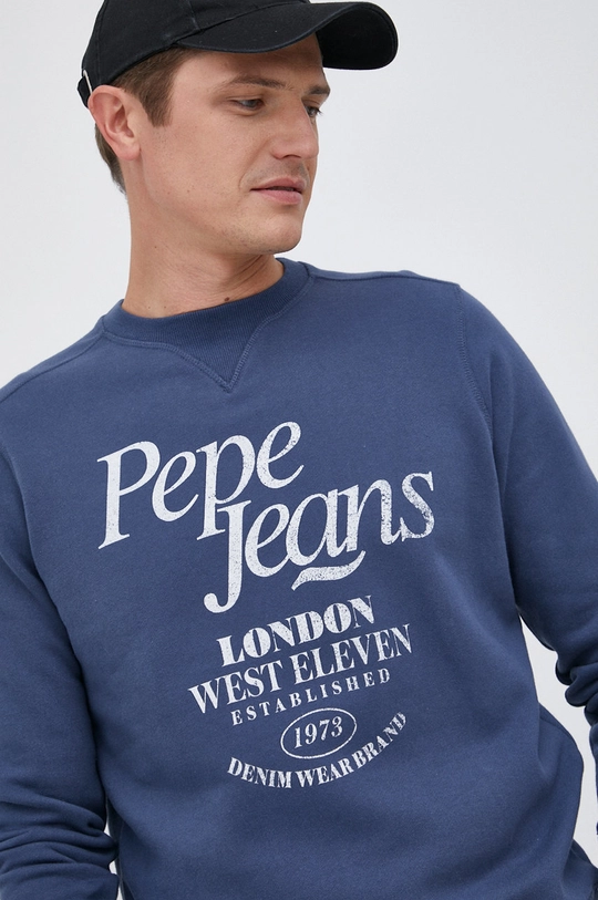 tmavomodrá Bavlnená mikina Pepe Jeans