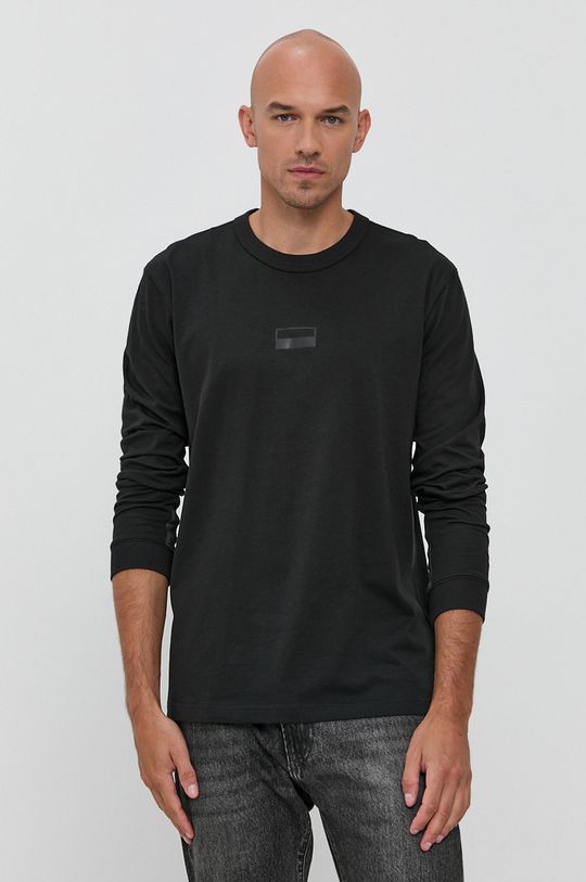 černá Bavlněné tričko s dlouhým rukávem adidas Originals H11488 Pánský