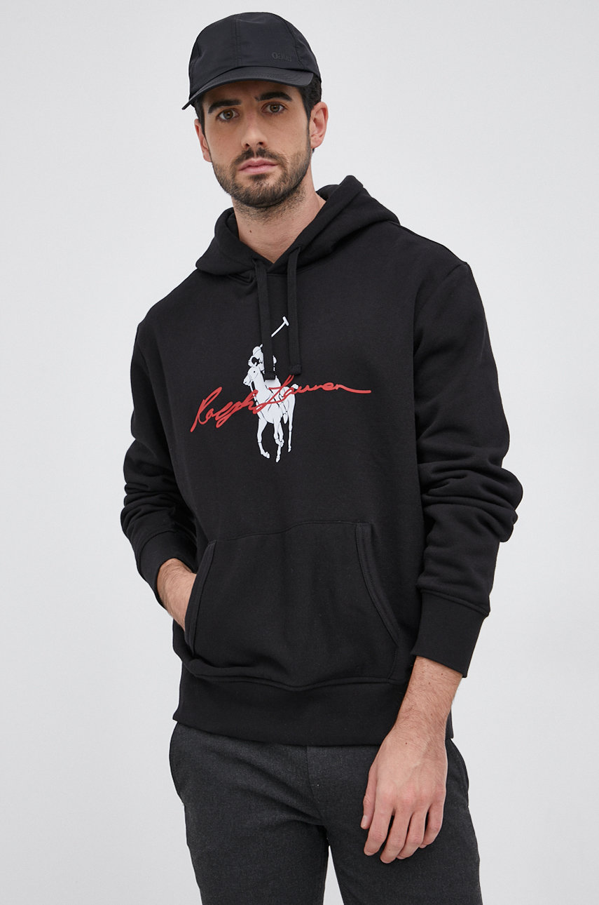 Polo Ralph Lauren Bluza 710839053004, męska kolor czarny z kapturem z