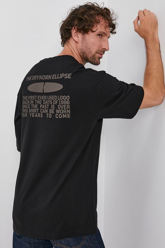 černá Bavlněné tričko Drykorn Pánský