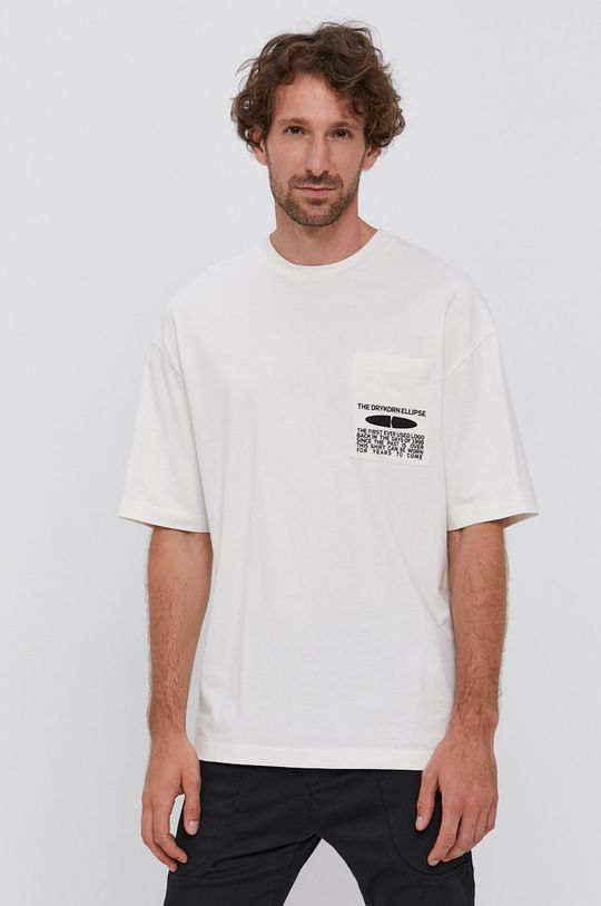 bílá Bavlněné tričko Drykorn Pánský