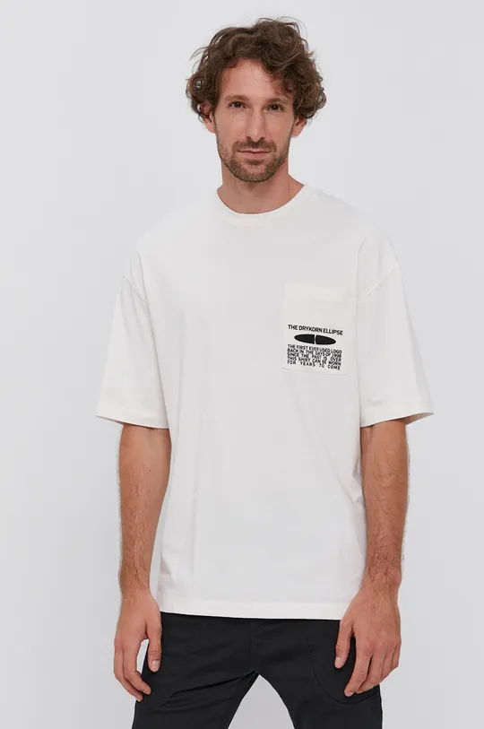 biały Drykorn T-shirt bawełniany Męski
