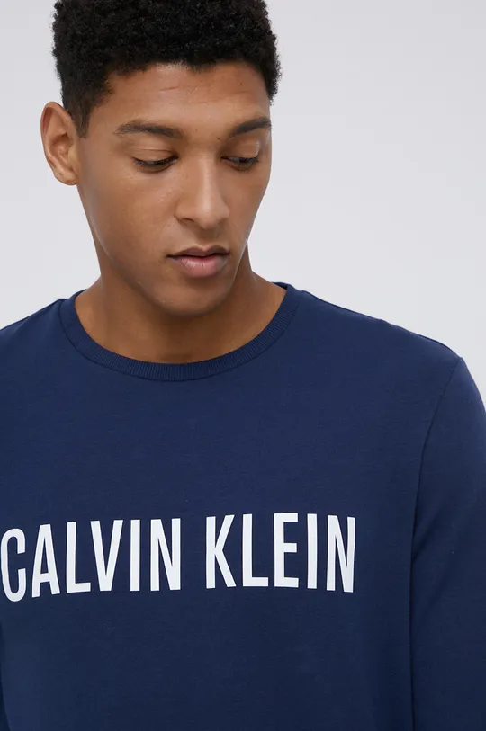Pyžamové tričko s dlhým rukávom Calvin Klein Underwear tmavomodrá