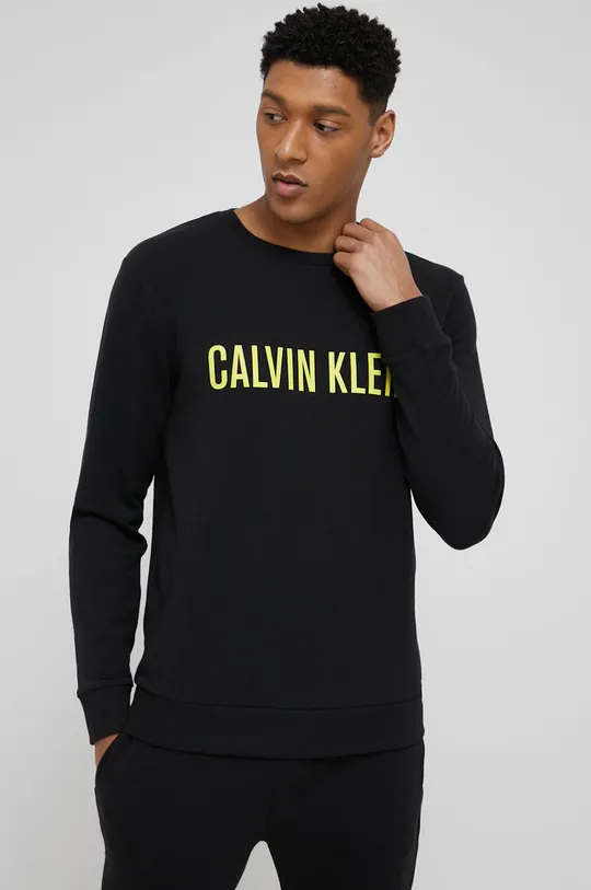 čierna Pyžamové tričko s dlhým rukávom Calvin Klein Underwear Pánsky