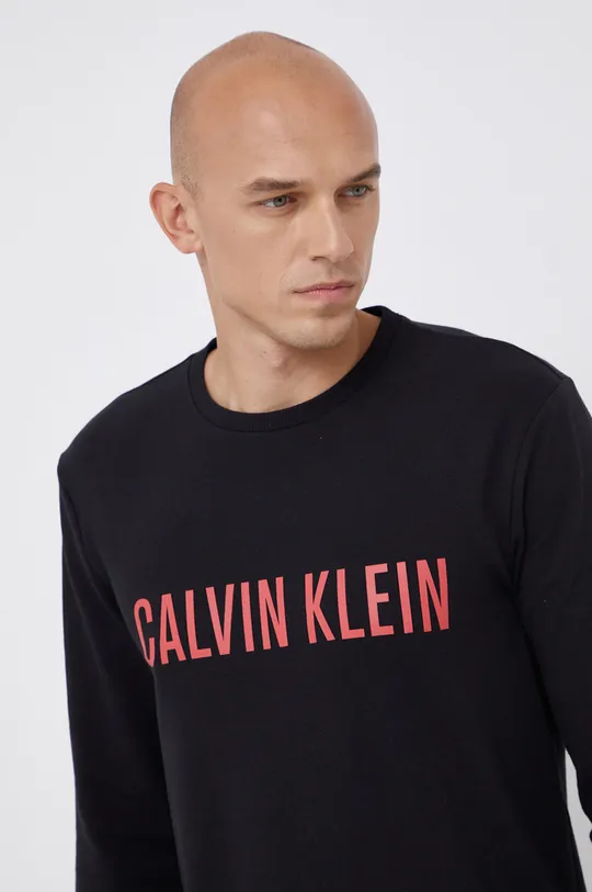 čierna Pyžamové tričko s dlhým rukávom Calvin Klein Underwear