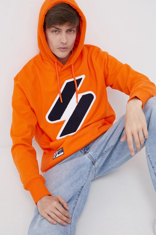 oranžová Bavlnená mikina Superdry Pánsky