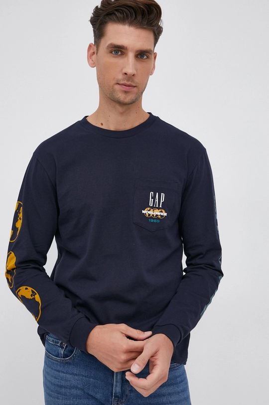 granatowy GAP Longsleeve bawełniany Męski