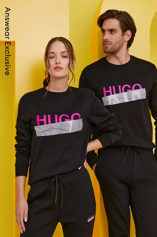 čierna Bavlnená mikina Hugo Unisex