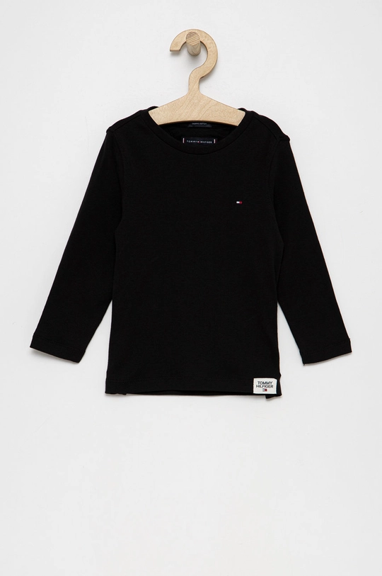 czarny Tommy Hilfiger Longsleeve bawełniany dziecięcy Chłopięcy