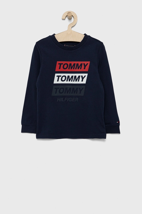 тёмно-синий Хлопковый детский лонгслив Tommy Hilfiger Для мальчиков