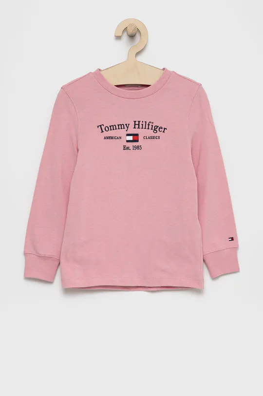 рожевий Дитячий бавовняний лонгслів Tommy Hilfiger Для хлопчиків