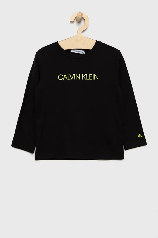 czarny Calvin Klein Jeans Longsleeve bawełniany dziecięcy IB0IB00599.4890 Chłopięcy