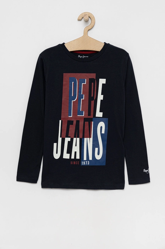 granatowy Pepe Jeans Longsleeve bawełniany dziecięcy Chłopięcy