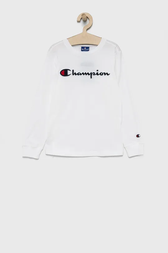 biały Champion Longsleeve bawełniany dziecięcy 305771 Chłopięcy